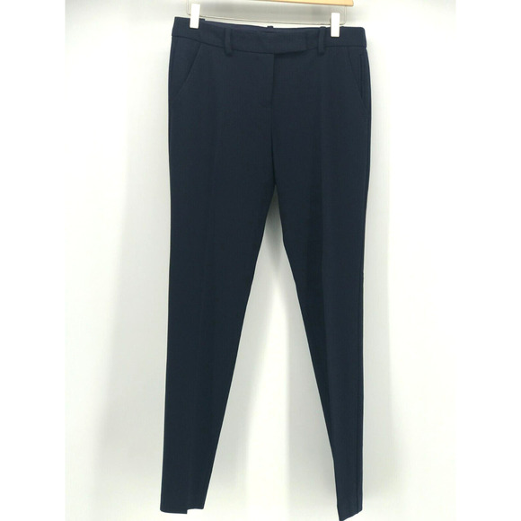 Trina Turk Pants Womens 4 Navy Blue Flat Front Mid Rise Pockets Trouser - Picture 1 of 9